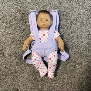American Girl Bitty Baby Doll Dark Brown Hair Brown Eyes With Carrier